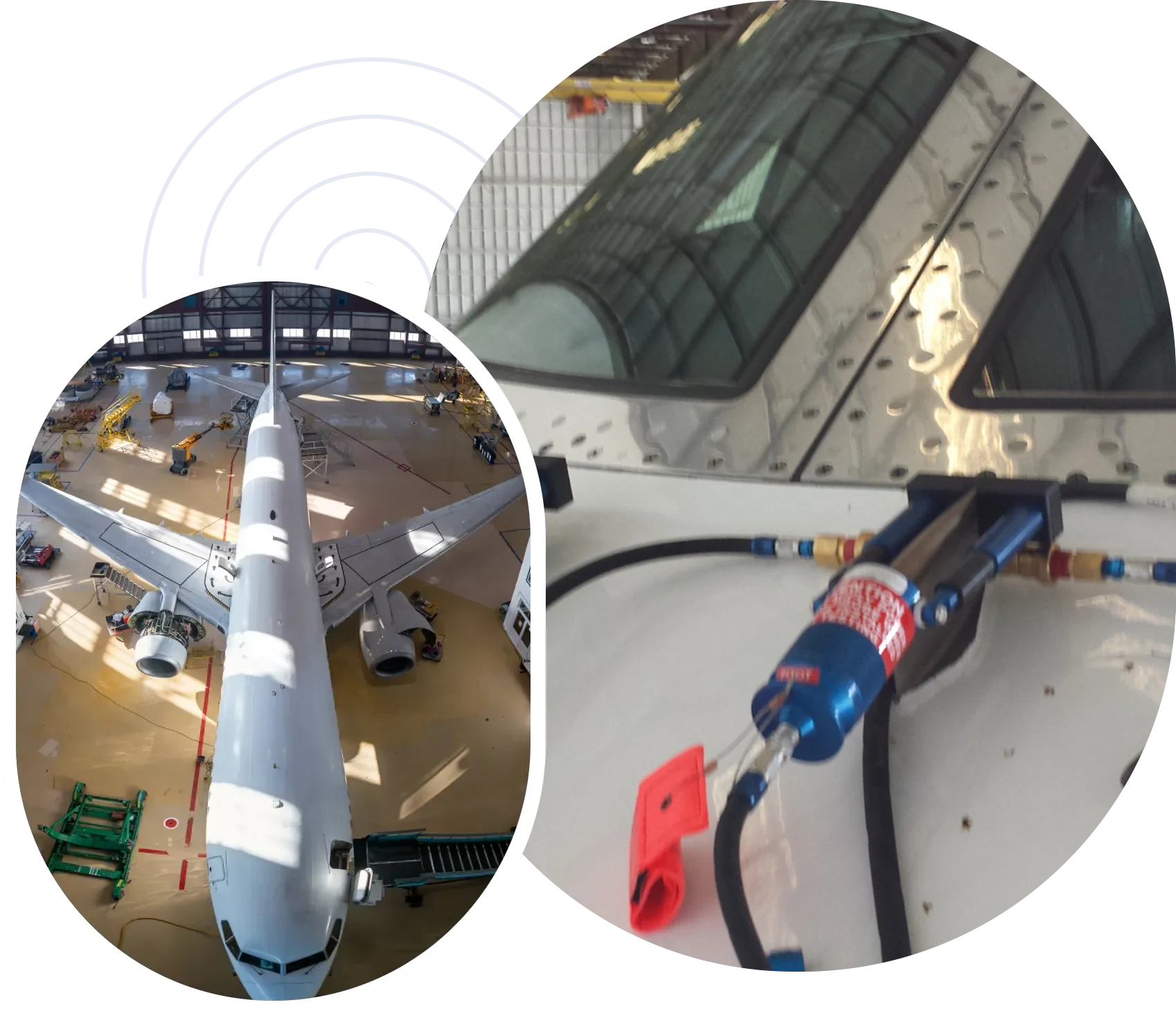 A picture of an airplane and some air conditioning.